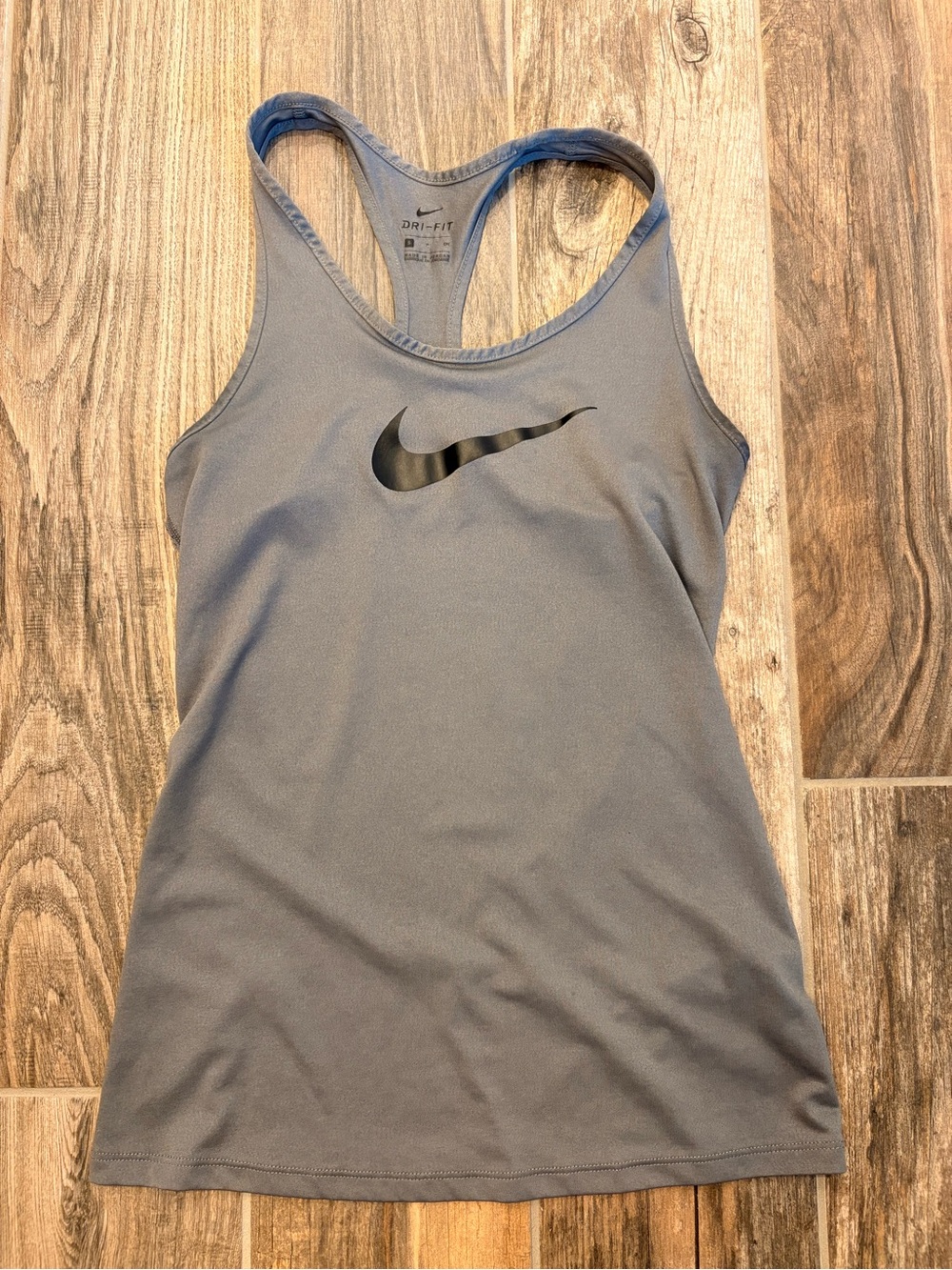 Nike Gray Racerback Tank Top with Black Swoosh